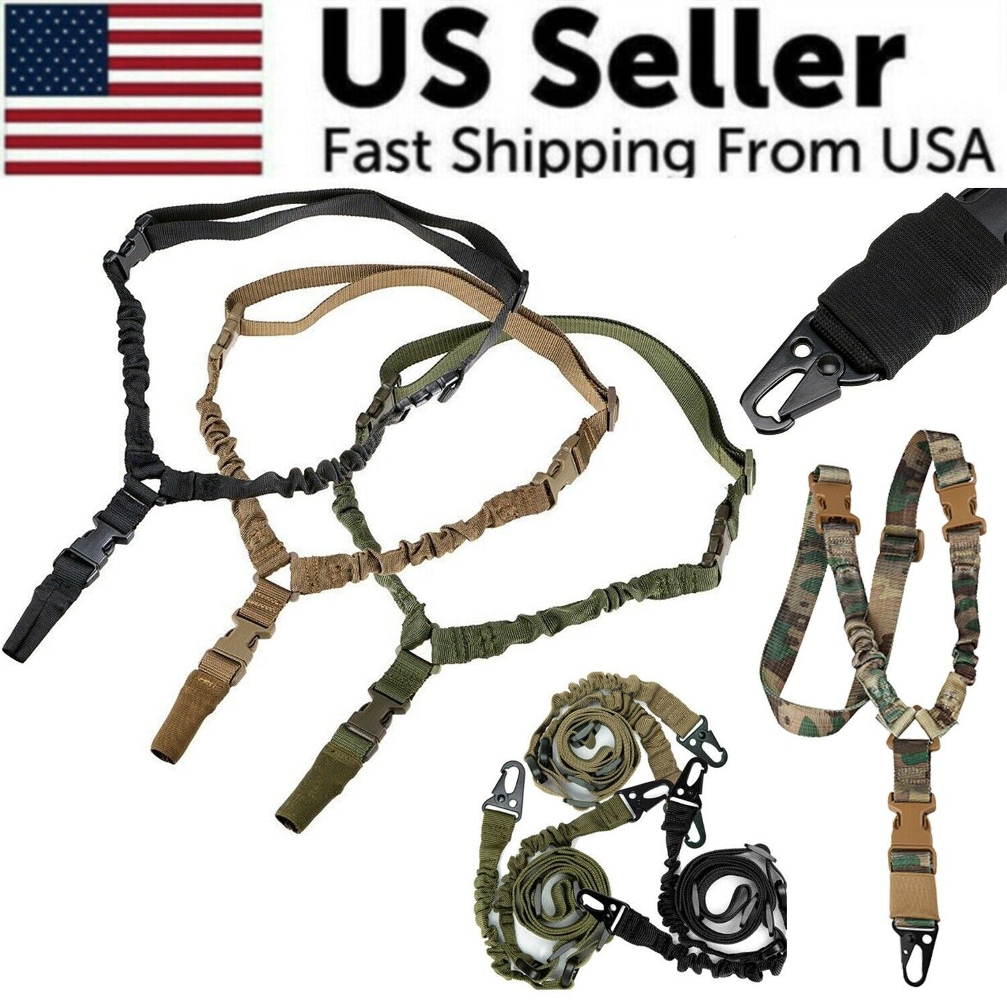 Heavy Duty Tactical Single Point Gun Rifle Sling Adjust & Quick Detach