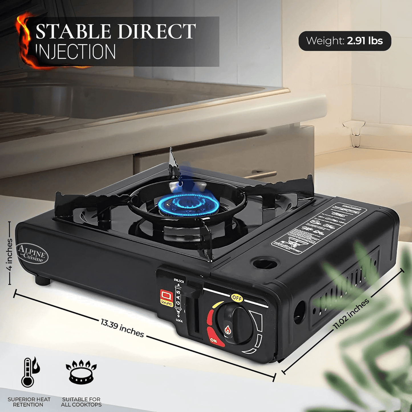 Alpine Cuisine Lightweight Portable Gas Stove for Outdoor and Indoor C